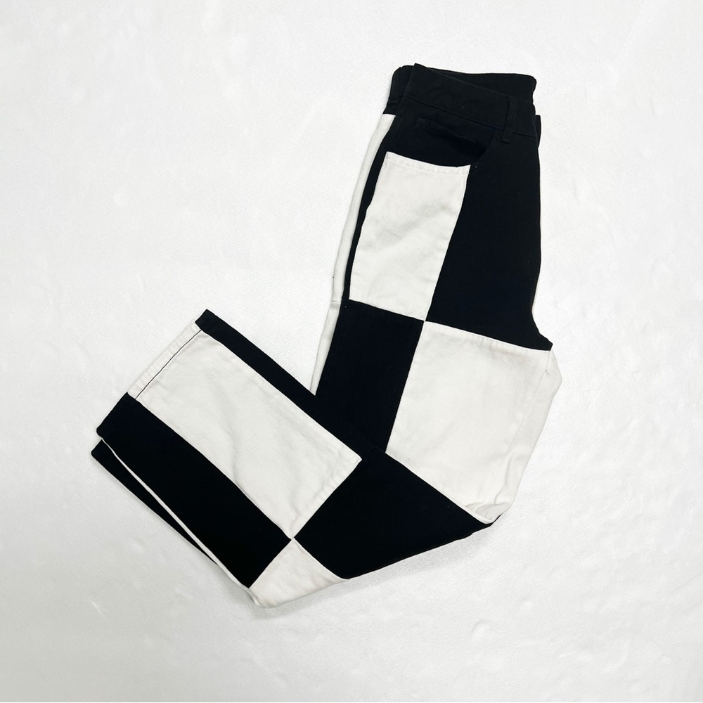 Checkered Denim Jeans